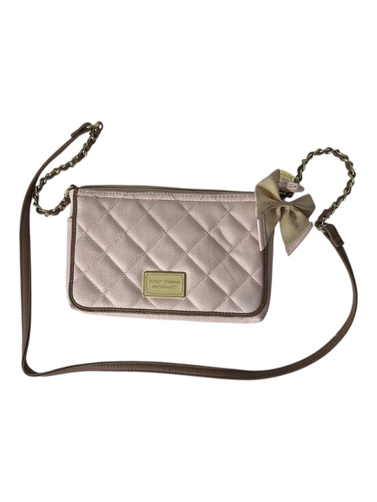 Betsey Johnson Handbags - Betsey Johnson Crossbody Pretty Pink Purse Quilted Bow Shoulder Bag 9x6”